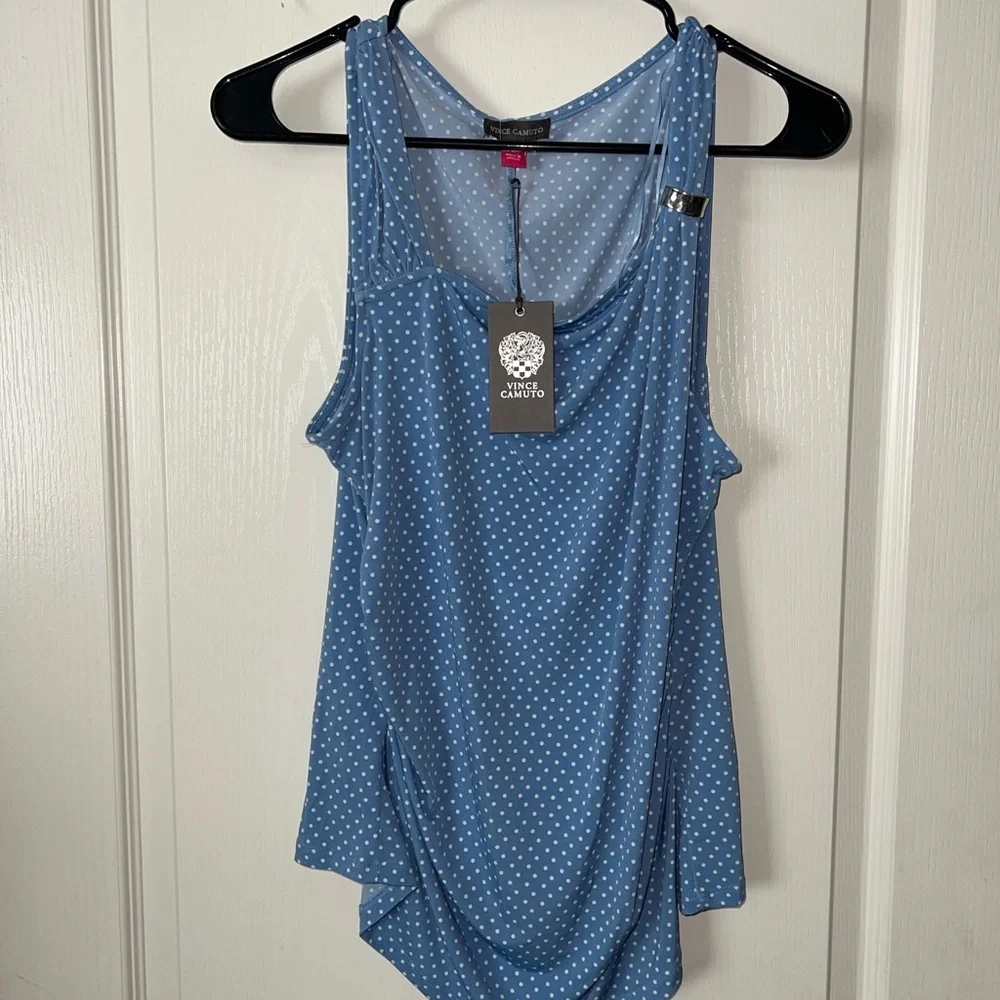 Vince Camuto Blue Polka Dot Tank Top - Picture 1 of 4